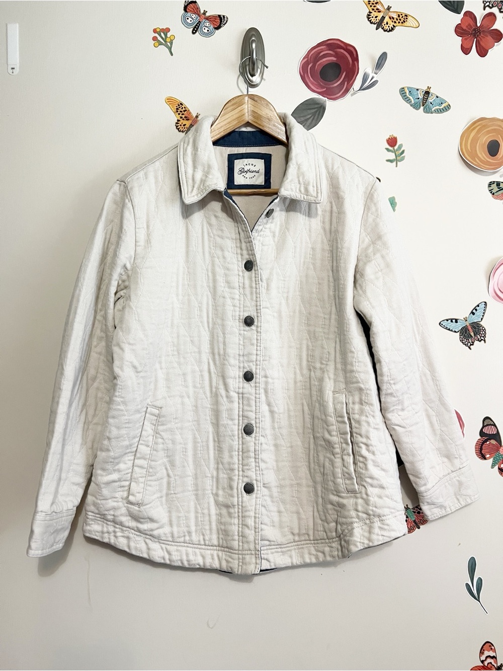 JACHS Girlfriend Off-White Quilted Button-Front Jacket